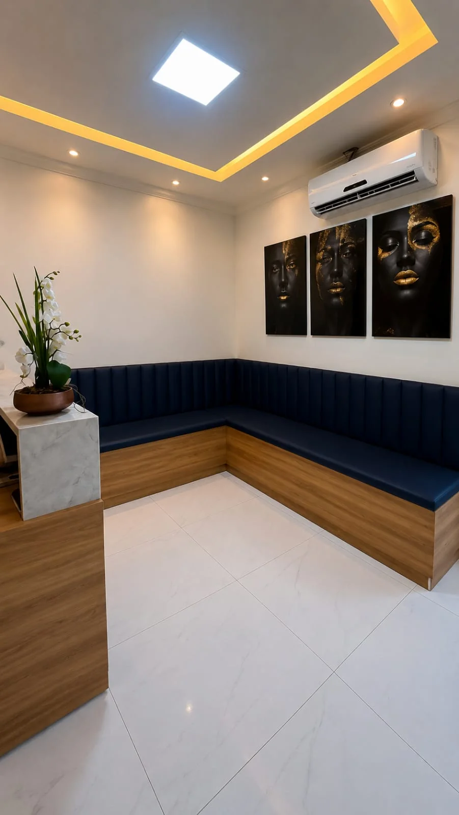 Sala de espera da clínica Odonto Mais Saúde em Parnaíba